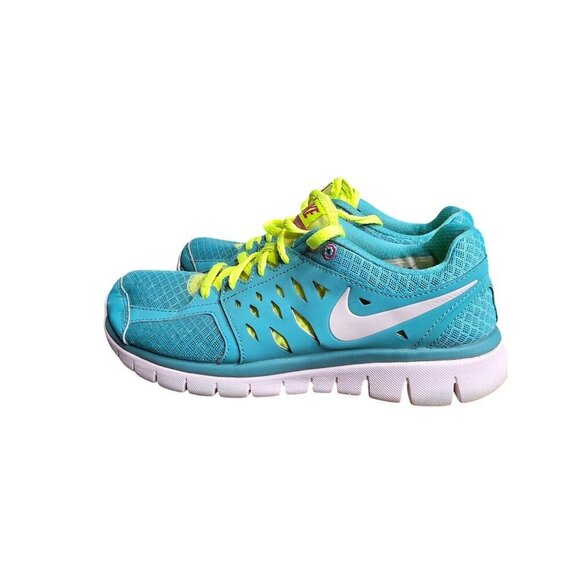 Nike Flex Trainer Teal Blue & Neon Athletic Running Jogging Sneakers Shoes~Sz 7 - Picture 2 of 13